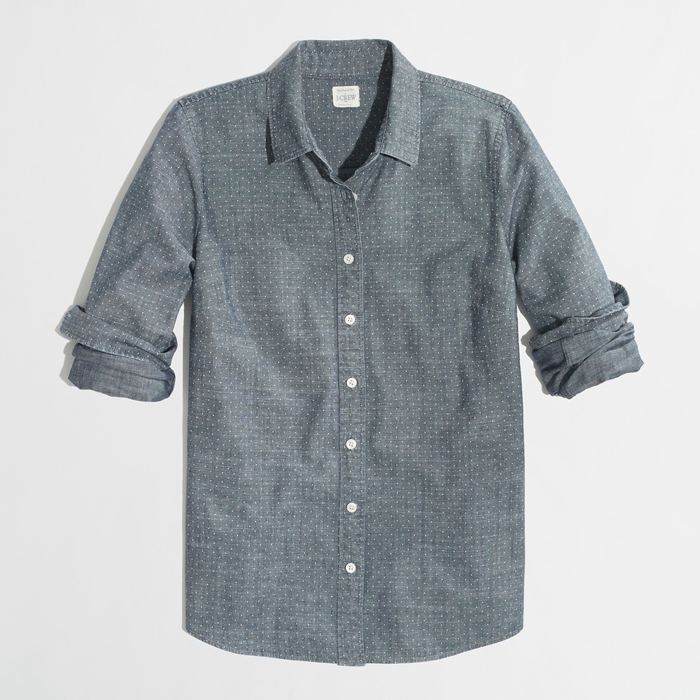 J. Crew Factory Polka Dot Chambray Shirt